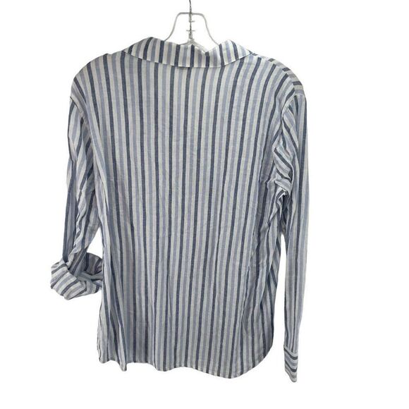 Sanctuary tomboy Striped Boyfriend Button Down Shirts Blue White Size Medium EUC - Picture 7 of 10